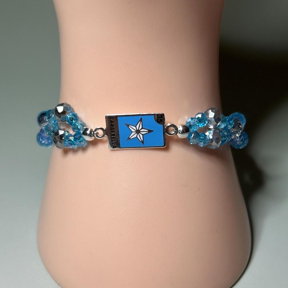 La Estrella 925 Sterling Silver Stretch Bracelet with Crystal Beads